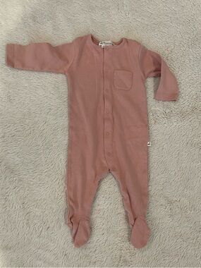Bonpoint Baby Footed Pajama Sleeper Pink Cotton Snap Front Size 1M